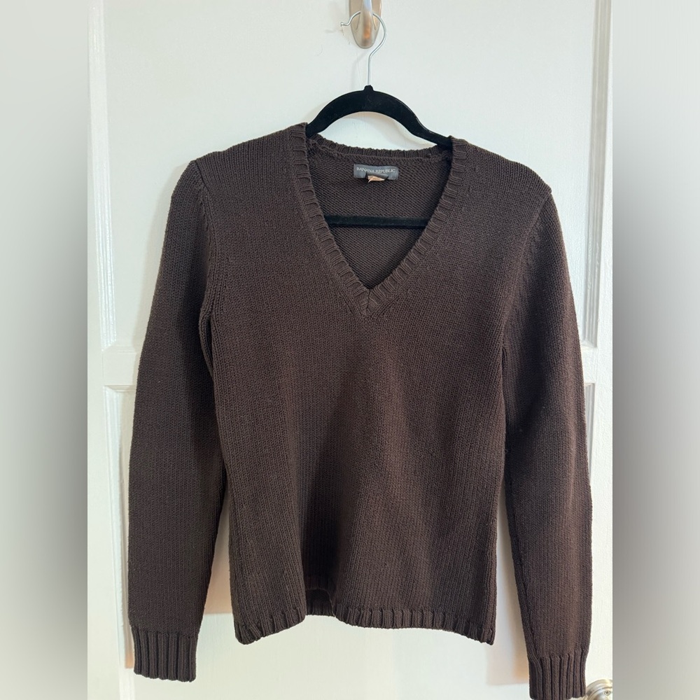 Banana Republic Chocolate V-Neck Sweater